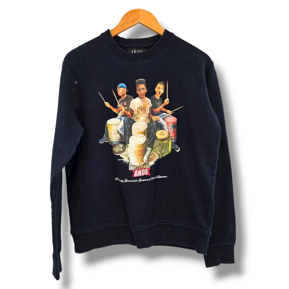 AKOO Graphic Print Sweatshirt Pullover Crew Neck Hip Hop Style Mens Size M